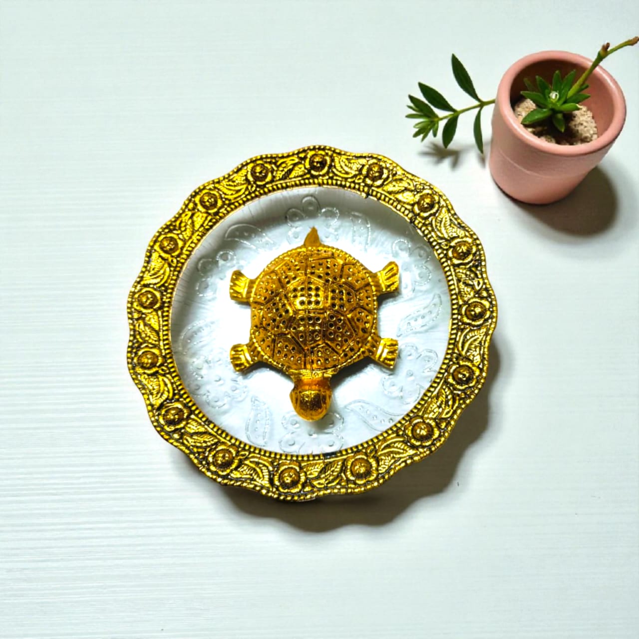 Hariaura Metal Tortoise with Glass Plate for Vastu & Feng Shui | Wealth, Stability & Good Luck Symbol | Decorative Home & Office Table Decor
