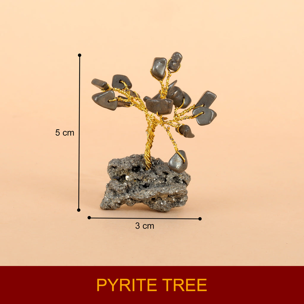 Small Pyrite Crystal Money Tree with Evil Eye Bracelet Combo | Wealth & Protection Healing Set | Positive Energy Home Decor & Nazar Protection Gift
