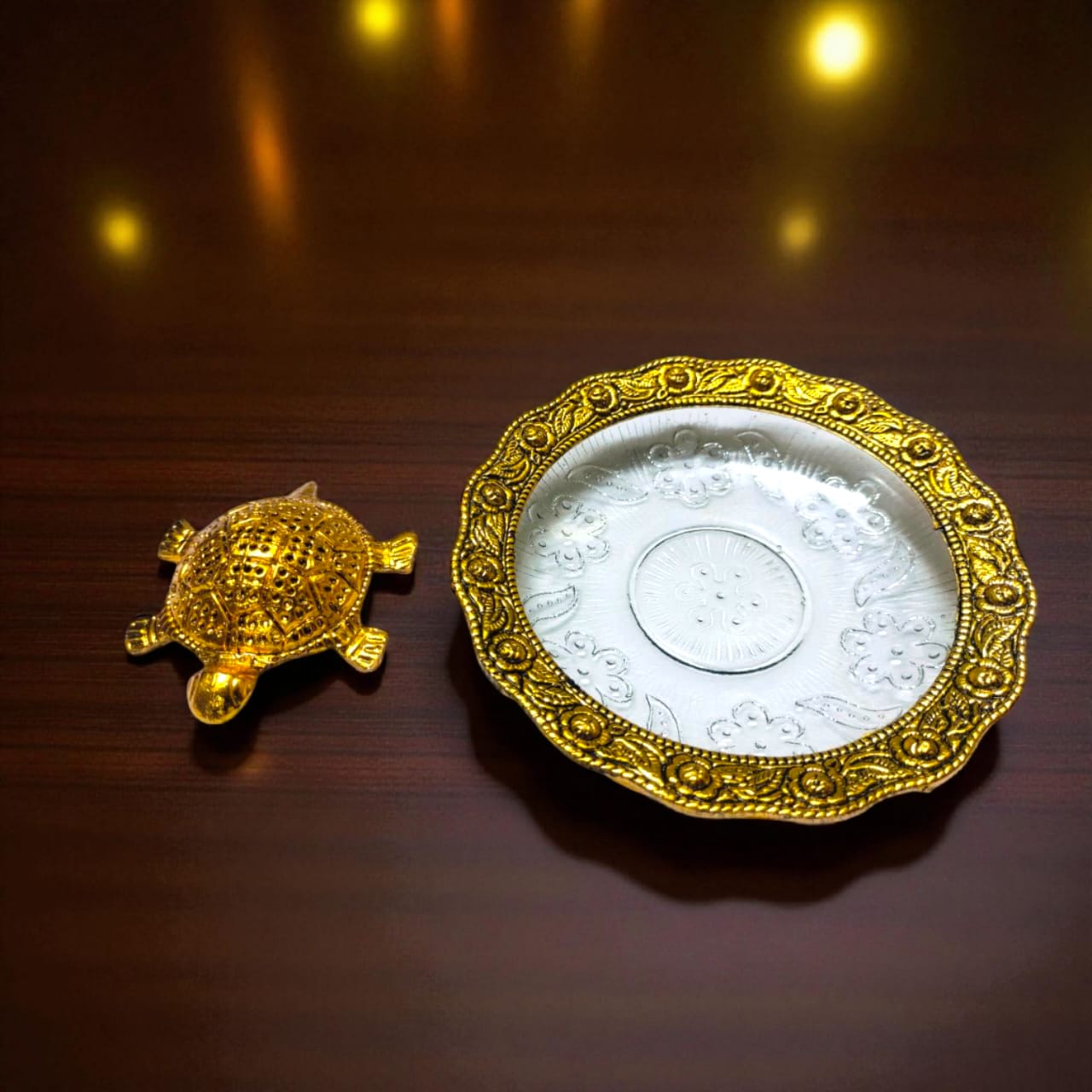 Hariaura Metal Tortoise with Glass Plate for Vastu & Feng Shui | Wealth, Stability & Good Luck Symbol | Decorative Home & Office Table Decor