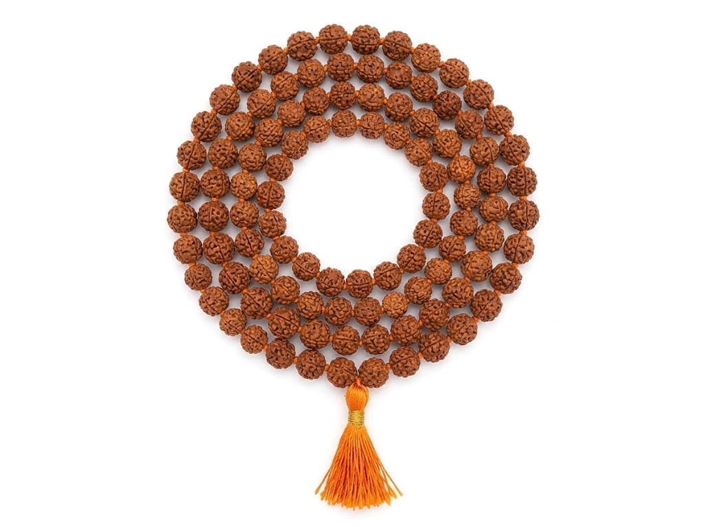 Hariaura 108 Beads Original Panchmukhi Rudraksha Mala (8mm) with Lab Tested Certificate | Natural 5 Mukhi Rudraksh Jap Mala for Meditation, Pooja & Spiritual Use
