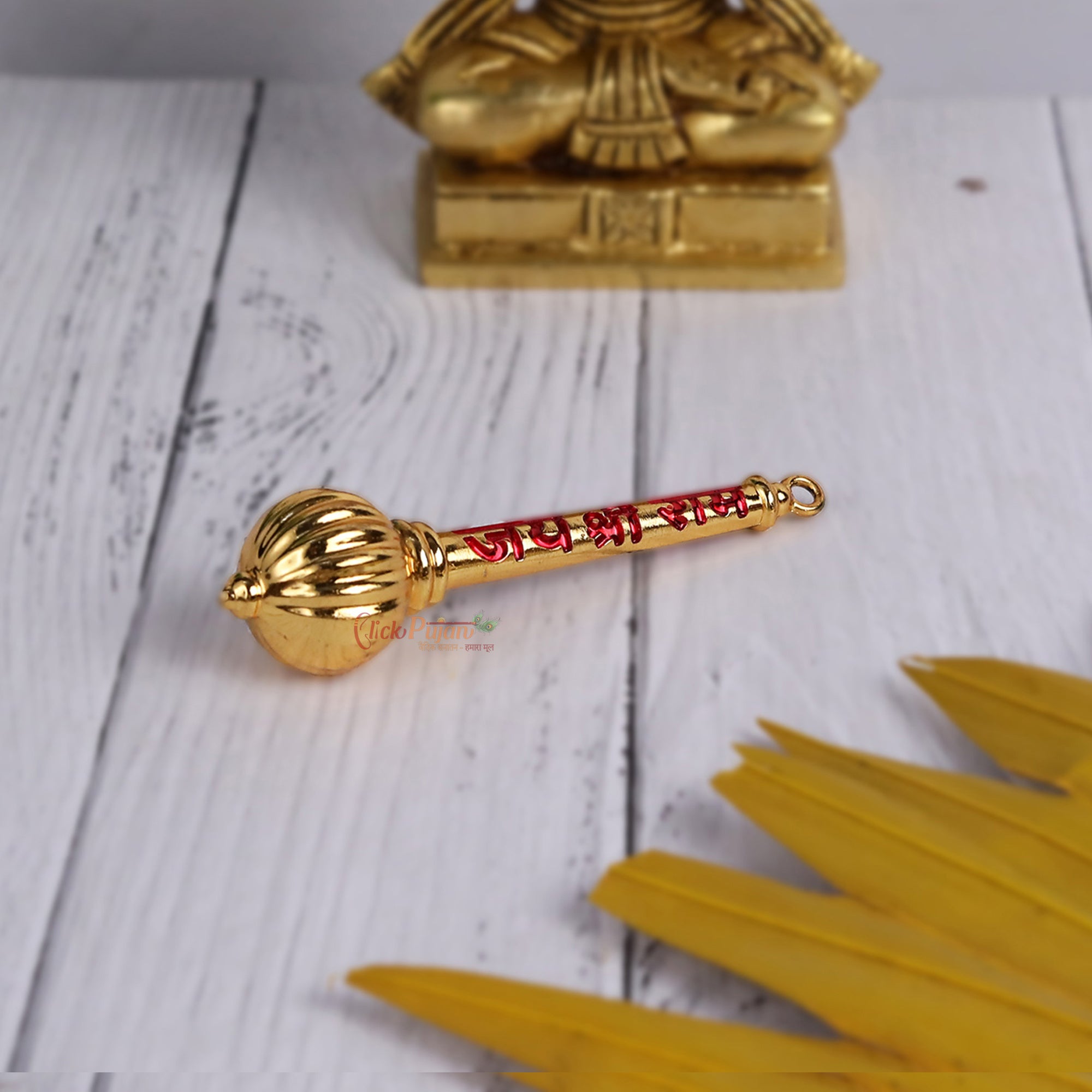 Hariaura Hanuman Gada | Sacred Bajrang Bali Gada for Car Dashboard, Home Temple & Pooja | Symbol of Strength, Protection & Courage | Spiritual Decor & Gift