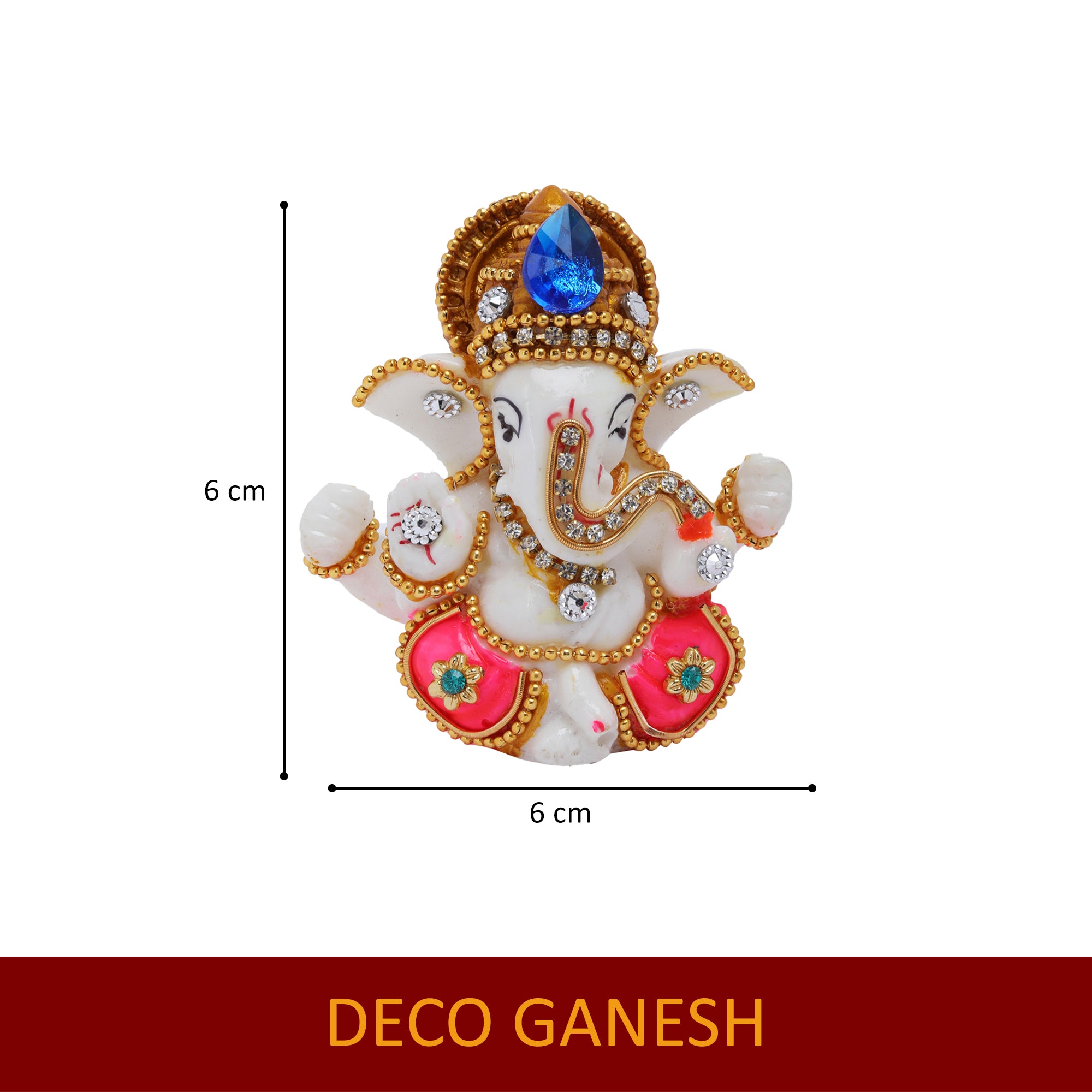 Decorative Car Dashboard Ganesh Ji Idol with Evil Eye Hanging Combo | Small Ganpati Murti for Car & Home | Positive Energy & Protection | Gift Item