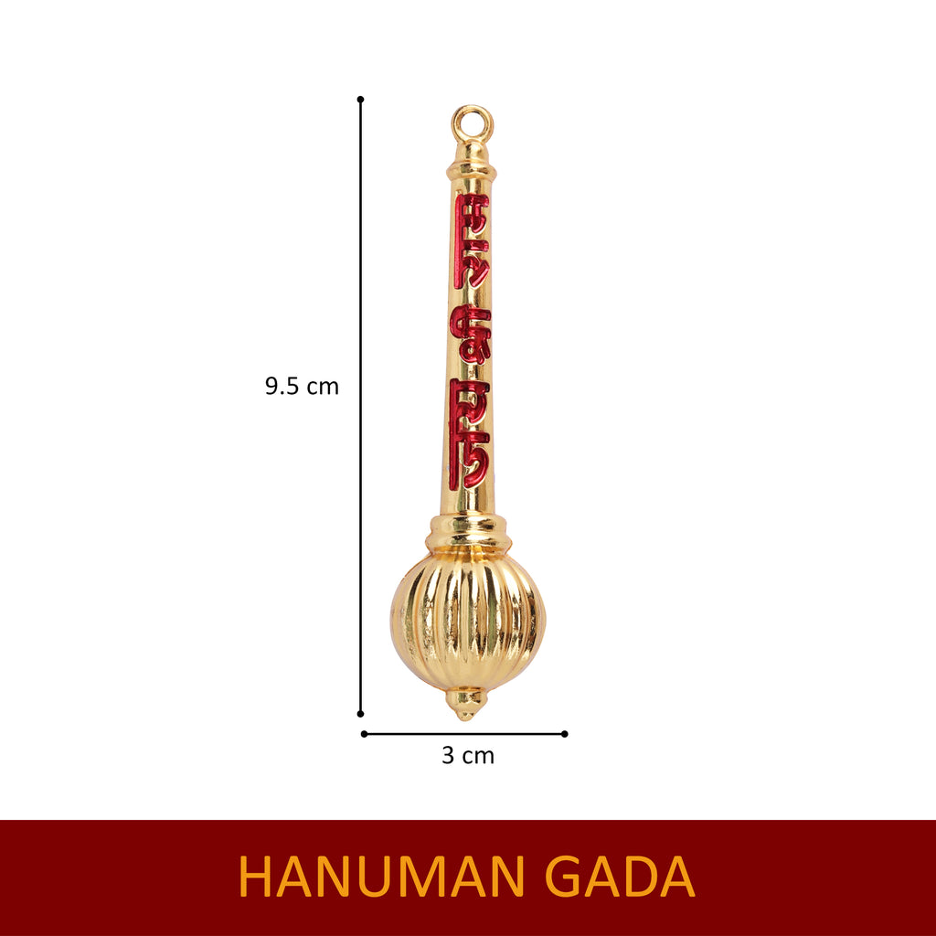 Hariaura Hanuman Gada | Sacred Bajrang Bali Gada for Car Dashboard, Home Temple & Pooja | Symbol of Strength, Protection & Courage | Spiritual Decor & Gift