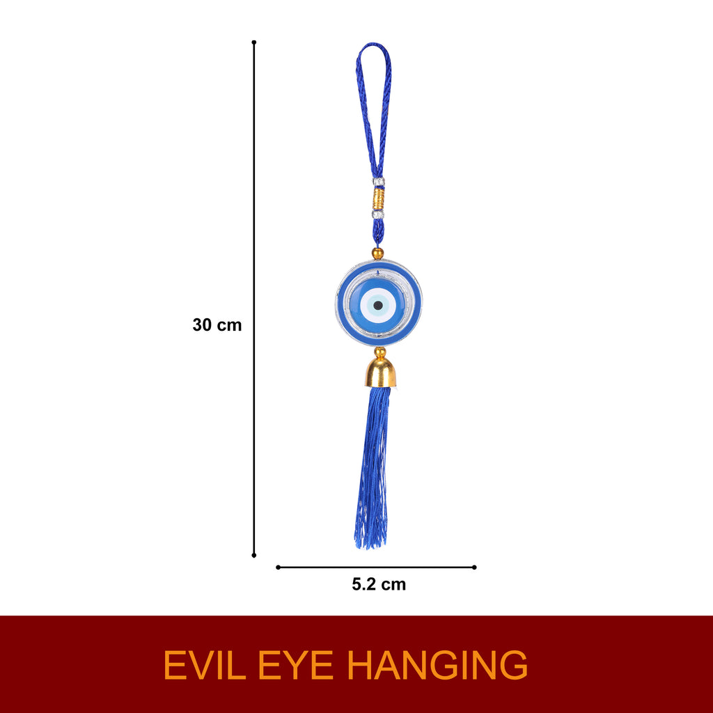 Decorative Car Dashboard Ganesh Ji Idol with Evil Eye Hanging Combo | Small Ganpati Murti for Car & Home | Positive Energy & Protection | Gift Item