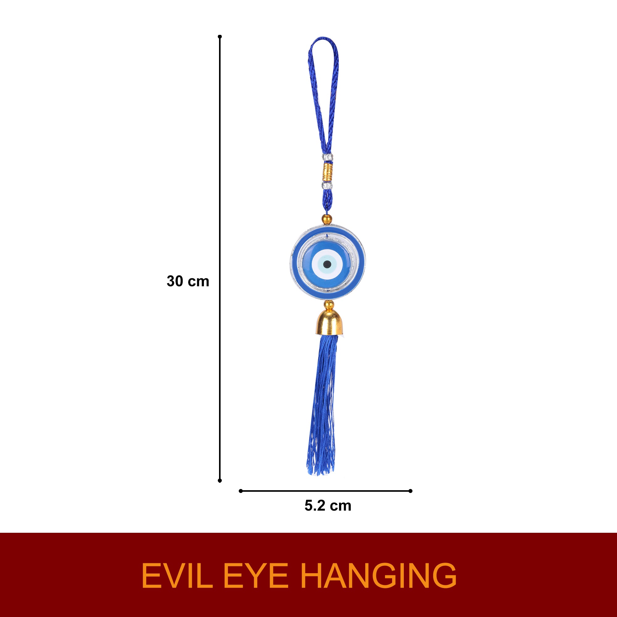 Decorative Car Dashboard Ganesh Ji Idol with Evil Eye Hanging Combo | Small Ganpati Murti for Car & Home | Positive Energy & Protection | Gift Item