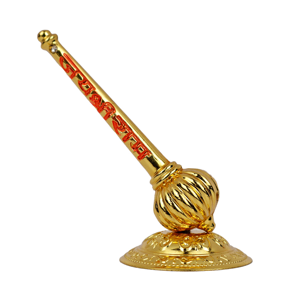 Hariaura Metal Hanuman Gada Standing Idol | Bajrang Bali Gada Symbol for Home Temple, Office Desk & Car Dashboard | Spiritual Decor for Strength, Protection & Positive Energy