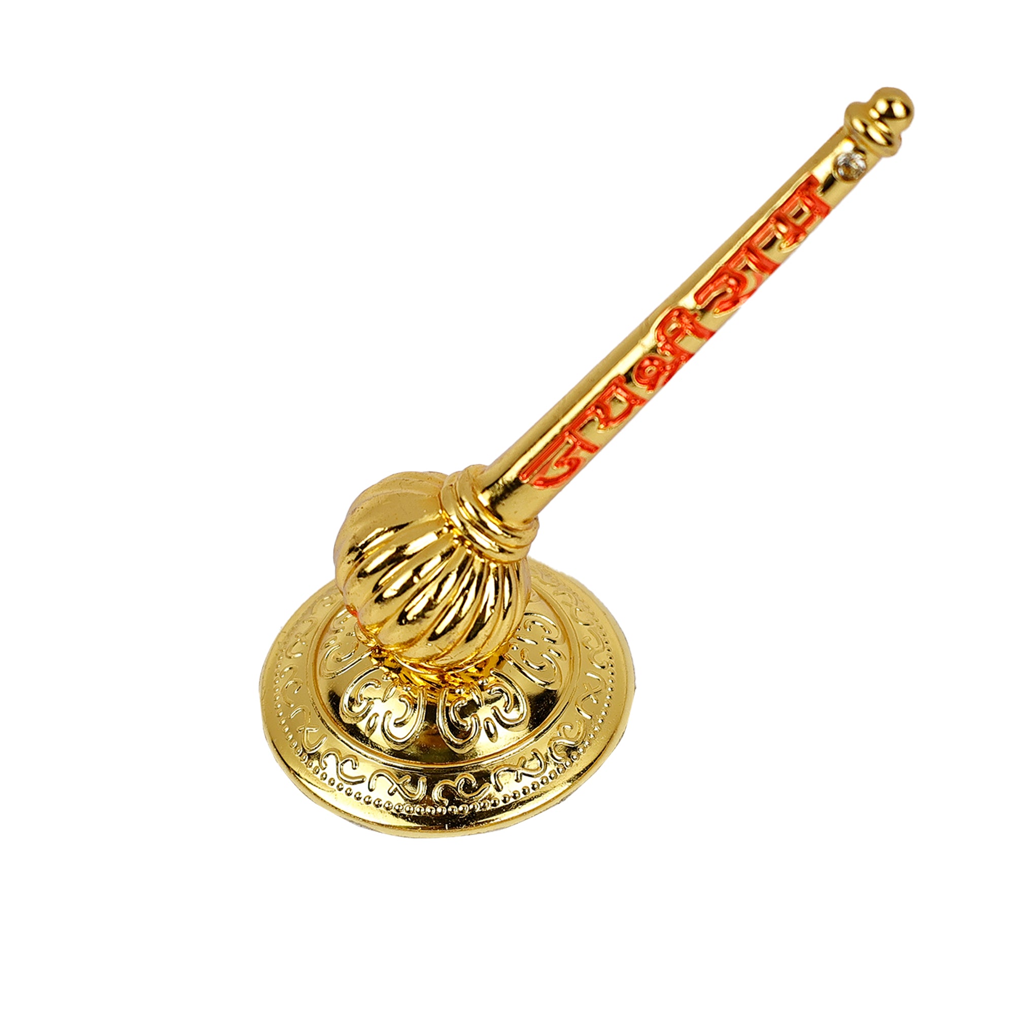 Hariaura Metal Hanuman Gada Standing Idol | Bajrang Bali Gada Symbol for Home Temple, Office Desk & Car Dashboard | Spiritual Decor for Strength, Protection & Positive Energy