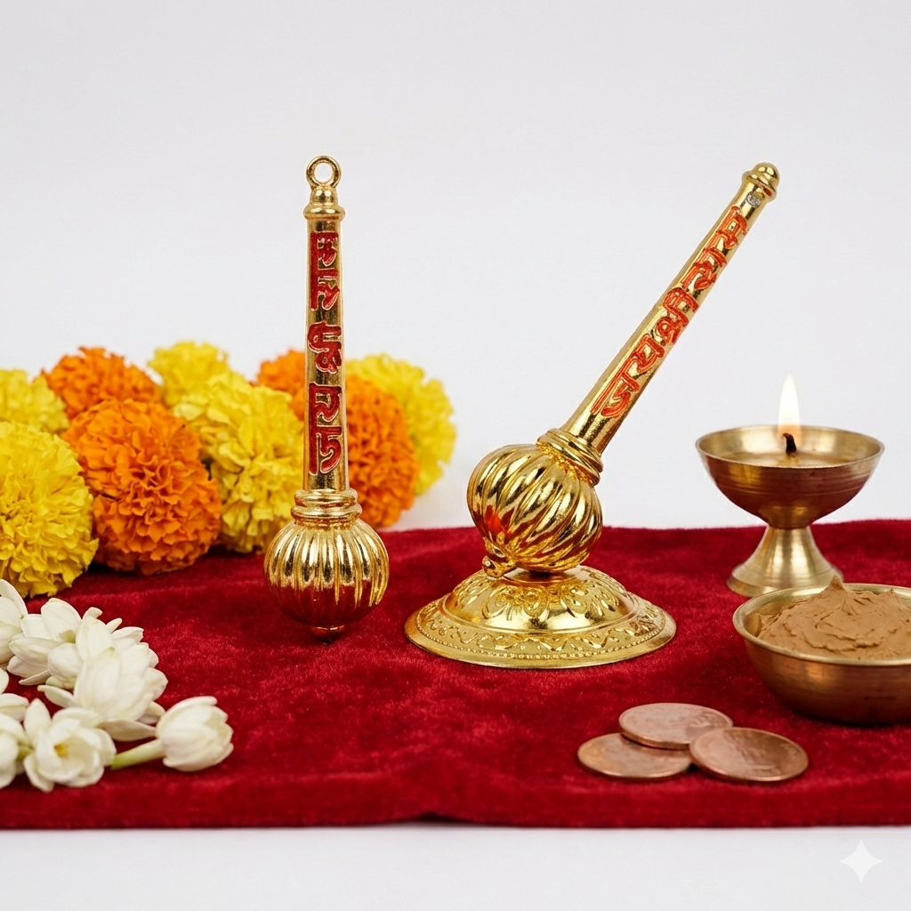 Hanuman Gada Combo for Car Dashboard & Table | Standing Bajrangbali Gada Idol with Free Hanging Gada | Spiritual Protection Decor | Gift Item