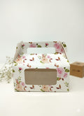Floral Paper Box with Transparent Window | Premium Cake & Gift Packaging Box (Pack of 5) | Decorative Bakery Box for Sweets, Chocolates & Hampers | 7*3.5*5.5 Inches