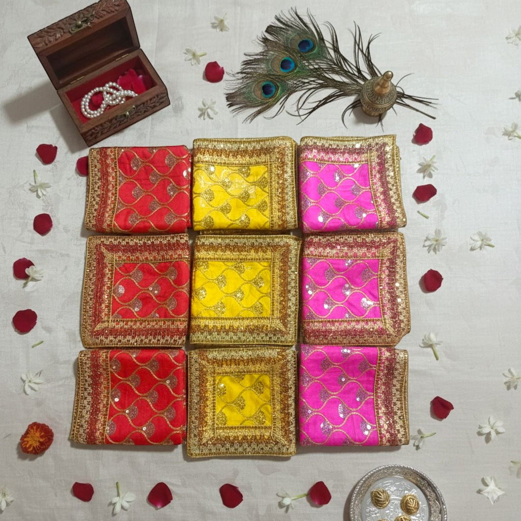 Chunni Set for Pooja – Set of 9 Small Chunni | Mini Dupatta for Mandir, Navratri, Mata Rani, Return Gifts & Religious Functions