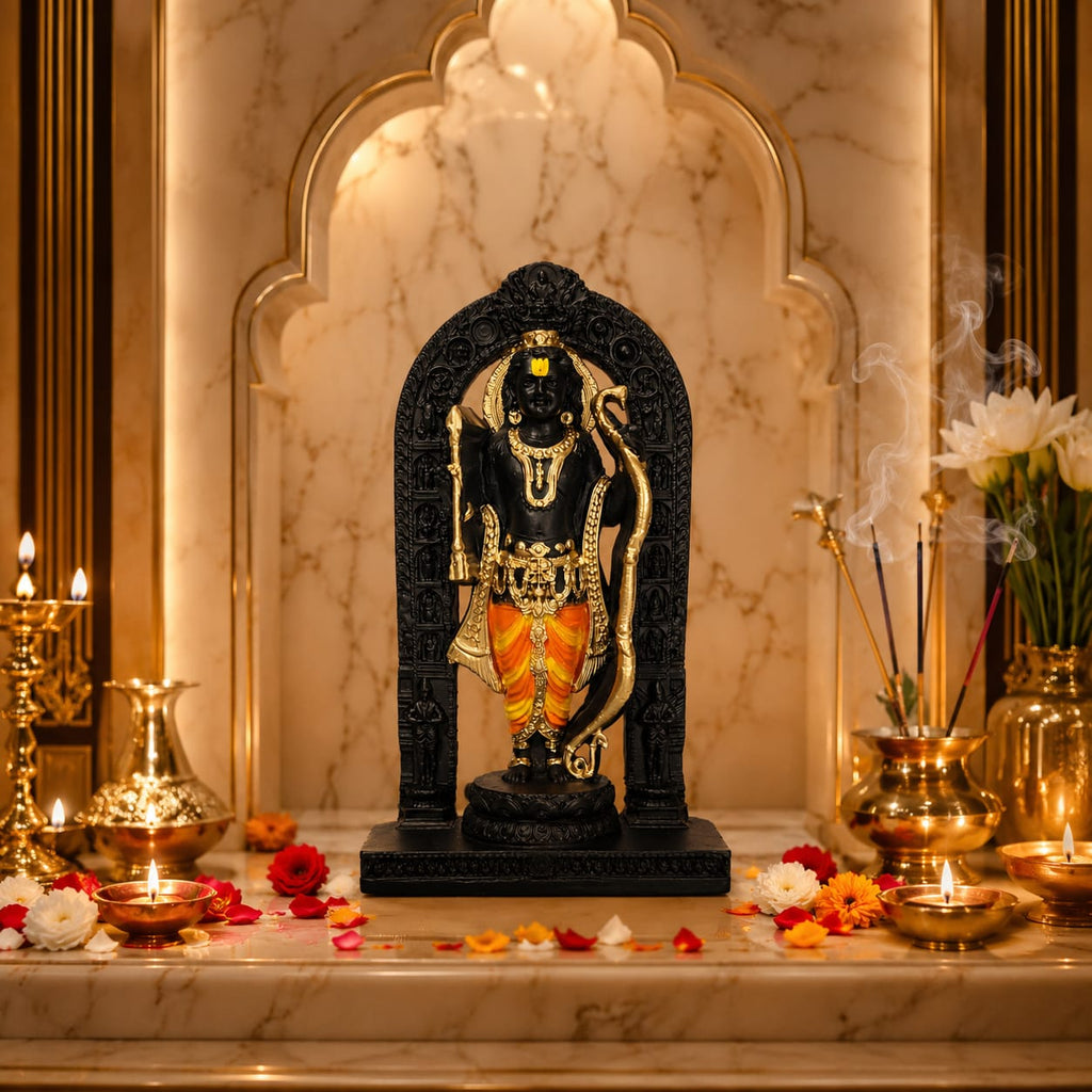 Hariaura Ramlala Idol 5 Inch | Resin Ram Lalla Murti for Home Mandir & Pooja | Decorative Shri Ram Statue for Temple, Office & Spiritual Gifting