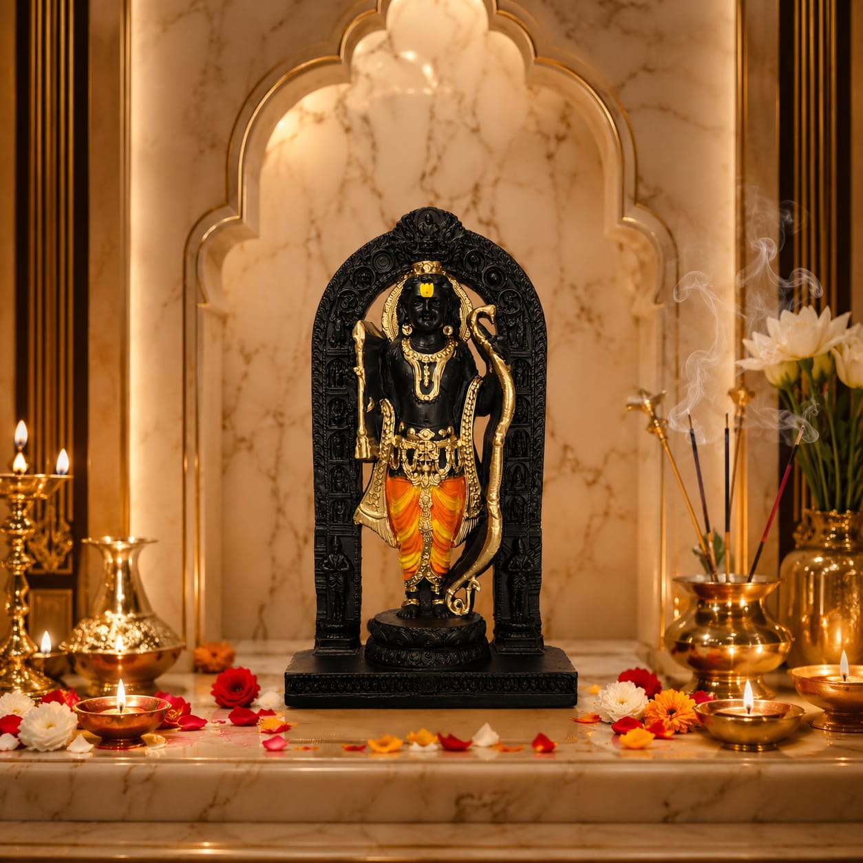 Hariaura Ramlala Idol 5 Inch | Resin Ram Lalla Murti for Home Mandir & Pooja | Decorative Shri Ram Statue for Temple, Office & Spiritual Gifting