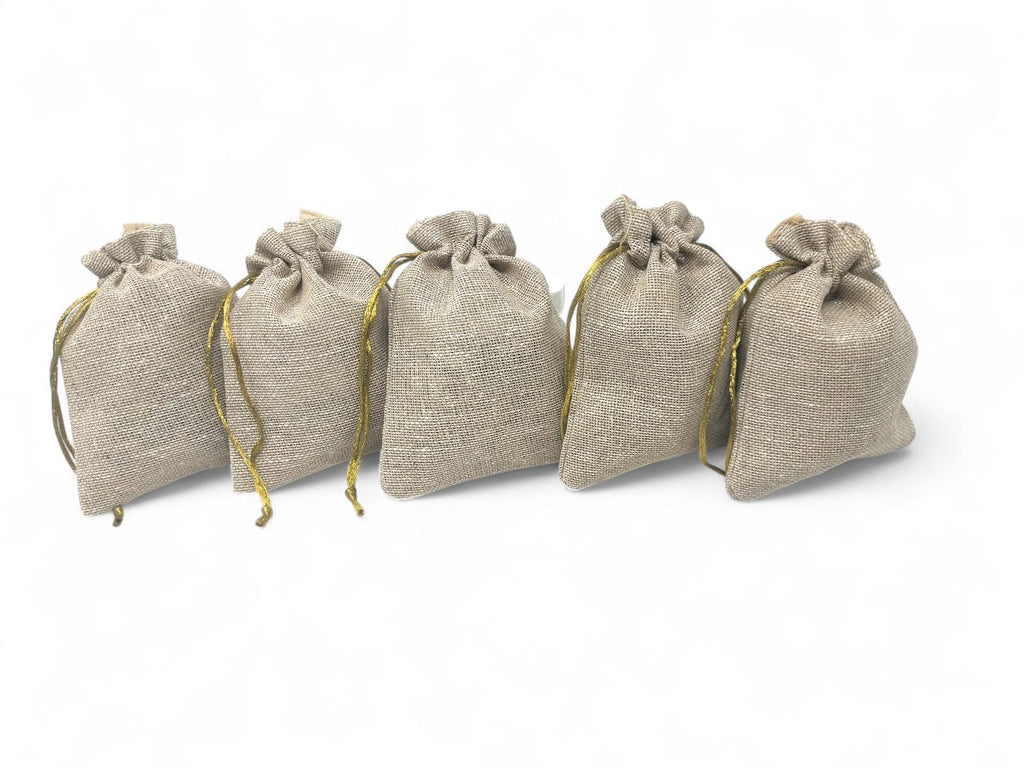 Hariaura Jute Potli Bags 5x4 Inch Set of 10 | Natural Drawstring Gift Pouches for Return Gifts, Dry Fruits, Jewelry, Potpourri & Wedding Favors | Eco-Friendly Burlap Potli Bags