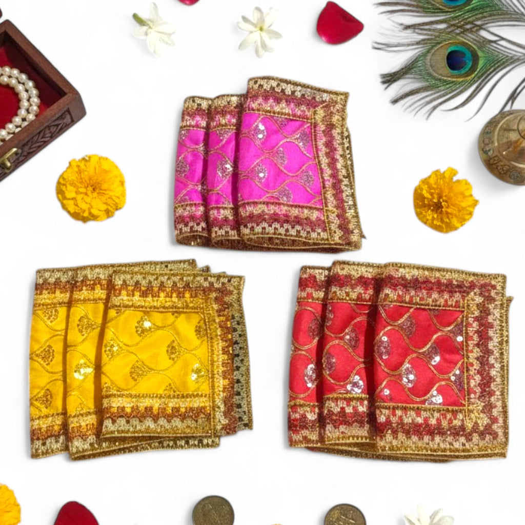 Chunni Set for Pooja – Set of 9 Small Chunni | Mini Dupatta for Mandir, Navratri, Mata Rani, Return Gifts & Religious Functions