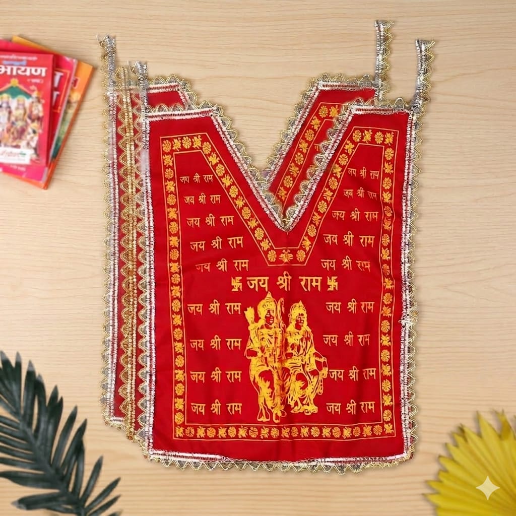 Hariaura Hanuman Velvet Chola Set of 3 (18 Inch) with 3 Hanuman Patka | Bajrang Bali Murti Dress / Poshak for Temple & Pooja | Red Velvet Hanuman Ji Idol Decoration