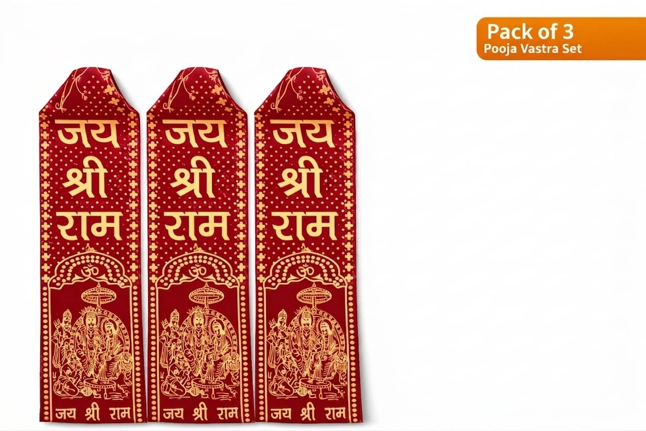 Hariaura Hanuman Velvet Chola Set of 3 (18 Inch) with 3 Hanuman Patka | Bajrang Bali Murti Dress / Poshak for Temple & Pooja | Red Velvet Hanuman Ji Idol Decoration