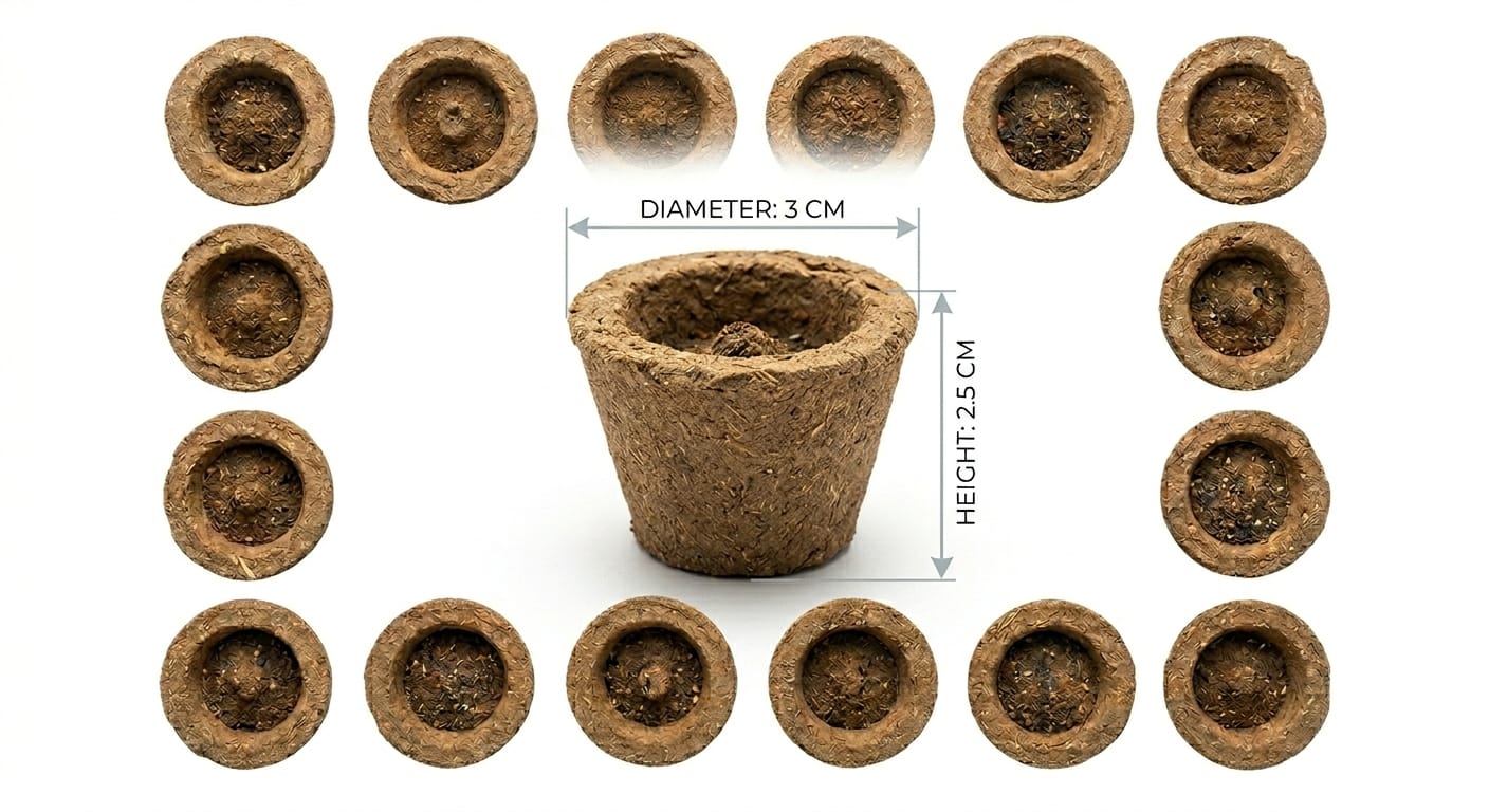 Hariaura Hawan Cups from Desi Cow Dung with 21 Herbs & Navgraha Infusion | Made by Rural Women | Ready-to-Use Gomay Havan Cups for Pooja, Agnihotra & Spiritual Cleansing (Set of 15)