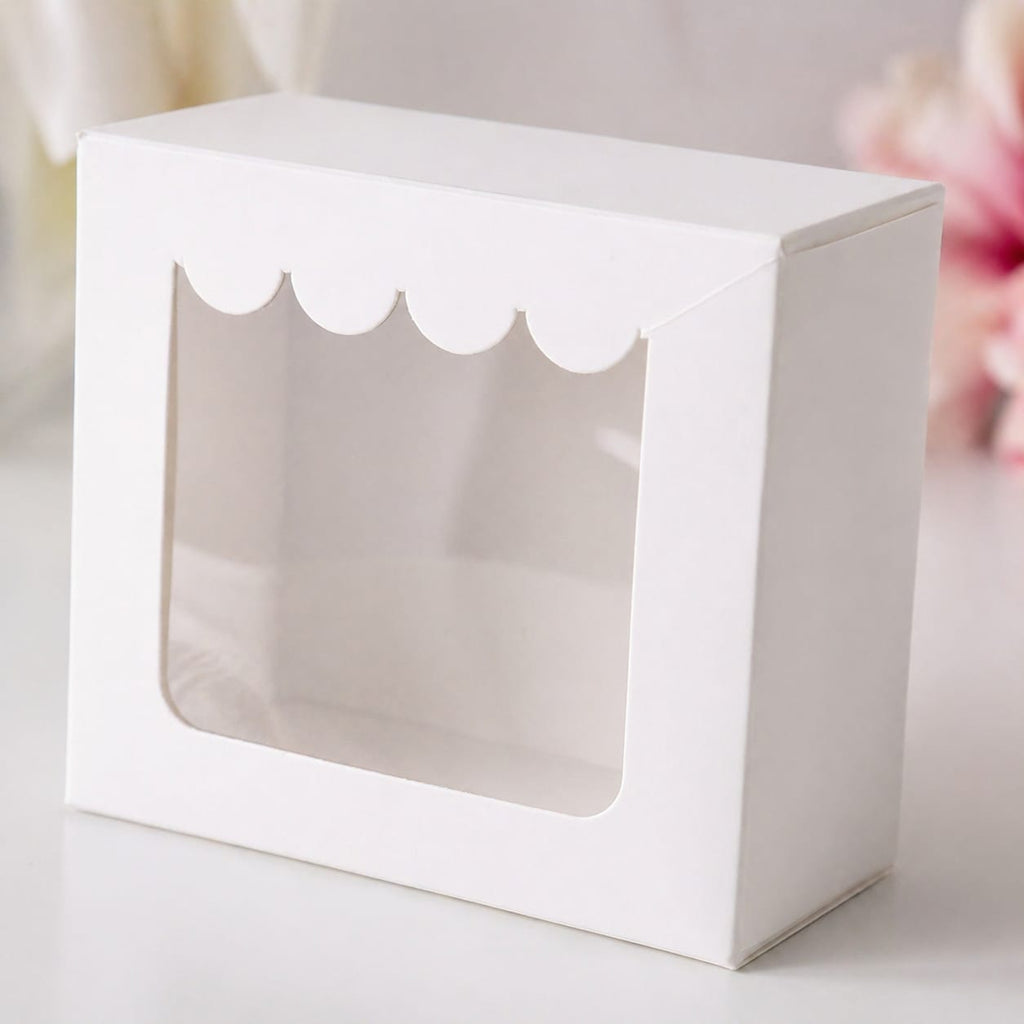 Hariaura White Small Gift Box with Transparent Window (3×3×2 Inches) – Set of 10 | Premium Packaging Box for Sweets, Chocolates, Return Gifts & Pooja Items
