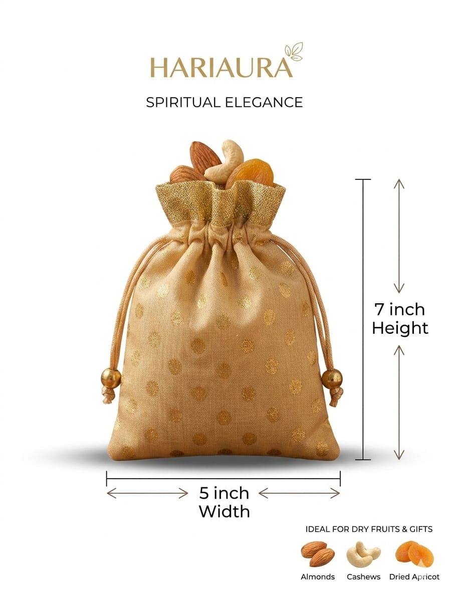 Hariaura Polka Dot Gift Pouches 5x4 Inch Set of 10 | Drawstring Potli Bags for Return Gifts, Jewelry, Dry Fruits, Chocolates & Festive Gift Packaging | Reusable Decorative Pouches