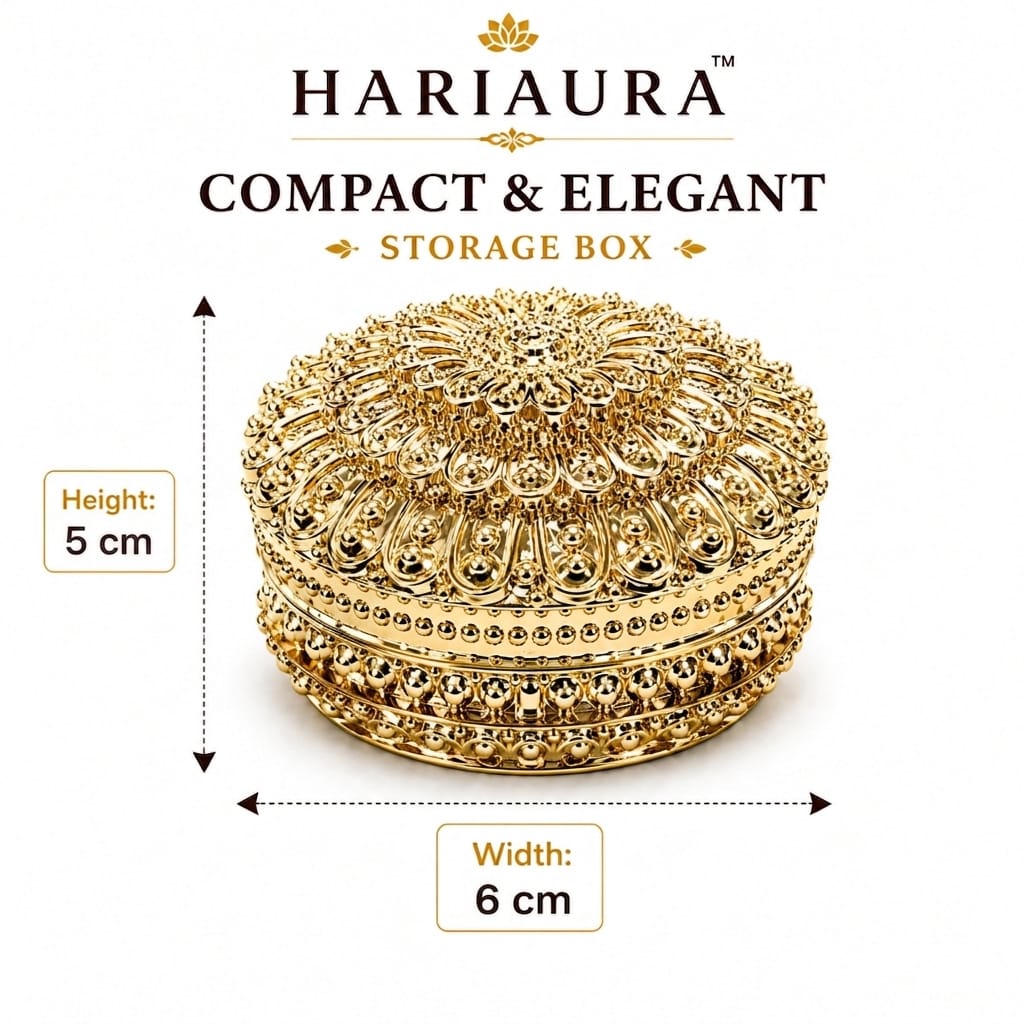 Hariaura Golden Jewellery Storage Box Set of 6 | Decorative Organizer for Rings, Earrings | Gift Box for Women | Wedding & Festive Use
