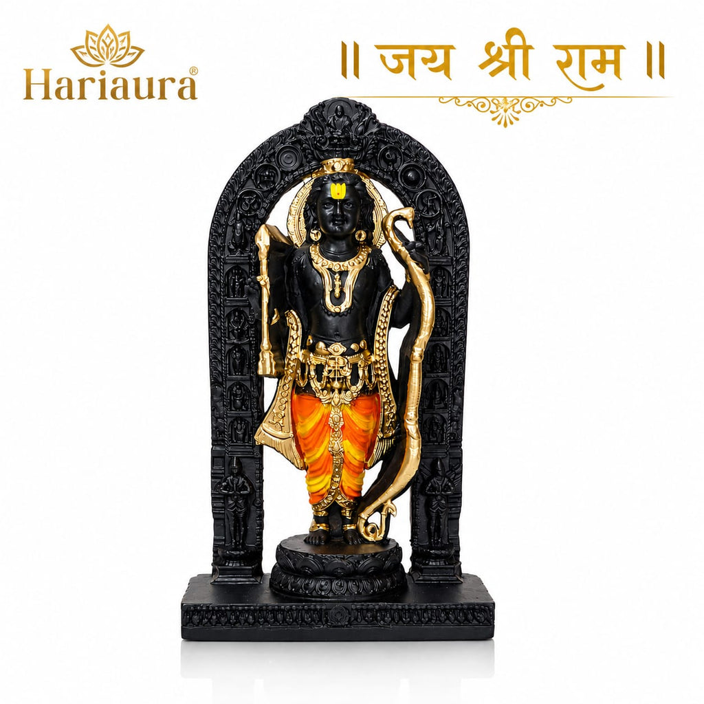Hariaura Ramlala Idol 5 Inch | Resin Ram Lalla Murti for Home Mandir & Pooja | Decorative Shri Ram Statue for Temple, Office & Spiritual Gifting