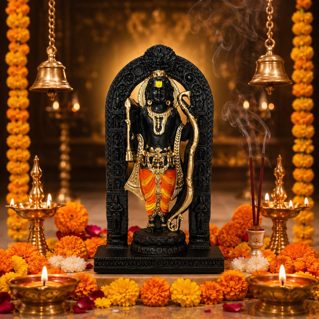 Hariaura Ramlala Idol 5 Inch | Resin Ram Lalla Murti for Home Mandir & Pooja | Decorative Shri Ram Statue for Temple, Office & Spiritual Gifting